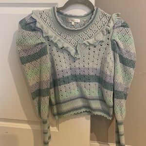 Loveshackfancy puff sleeve colorful knit sweater